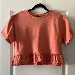 Wild Fable Coral Ruffled Bottom Top